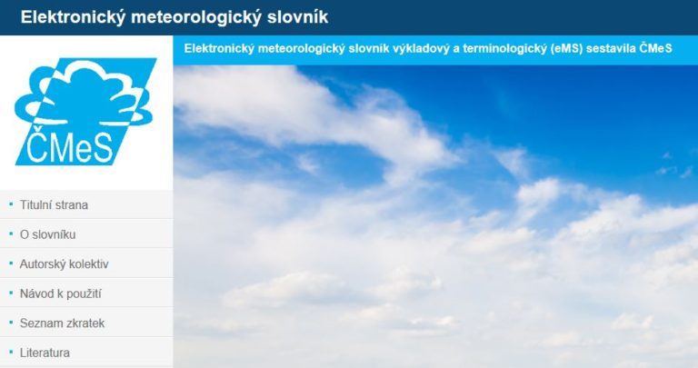 Přečtete si více ze článku Elektronický meteorologický slovník – nově