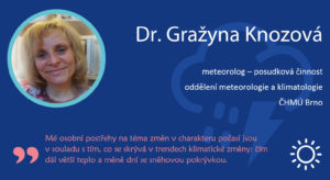 Přečtete si více ze článku Rozhovor: Gražyna Knozová, posudkářka oddělení meteorologie a klimatologie ČHMÚ Brno